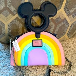 Disney Loungefly Rainbow mouse ears Puse w/strap